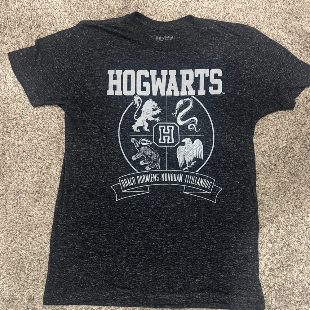 Harry Potter Hogwarts T-Shirt Adult Medium Gray Graphic Tee Unisex